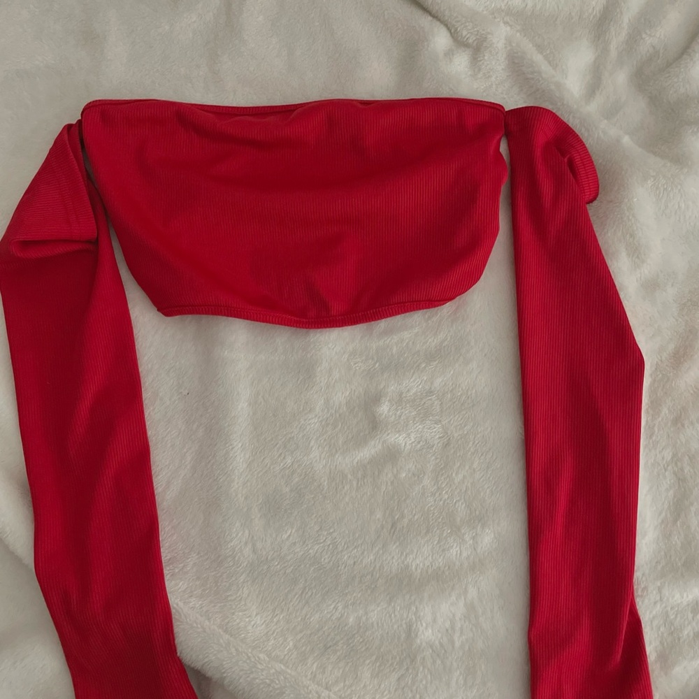 Red Off-Shoulder Crop Top